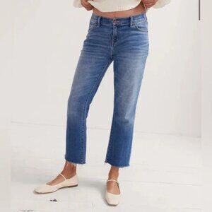 Hatch Maternity Crop Jeans Stretch Medium Wash Stretch Raw Hem Womens sz 27